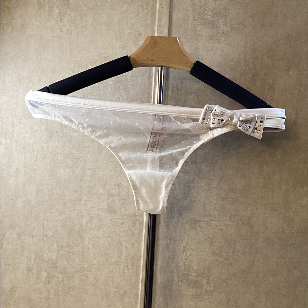 Victoria's Secret White Sheer Polka Dot Bikini Bottom